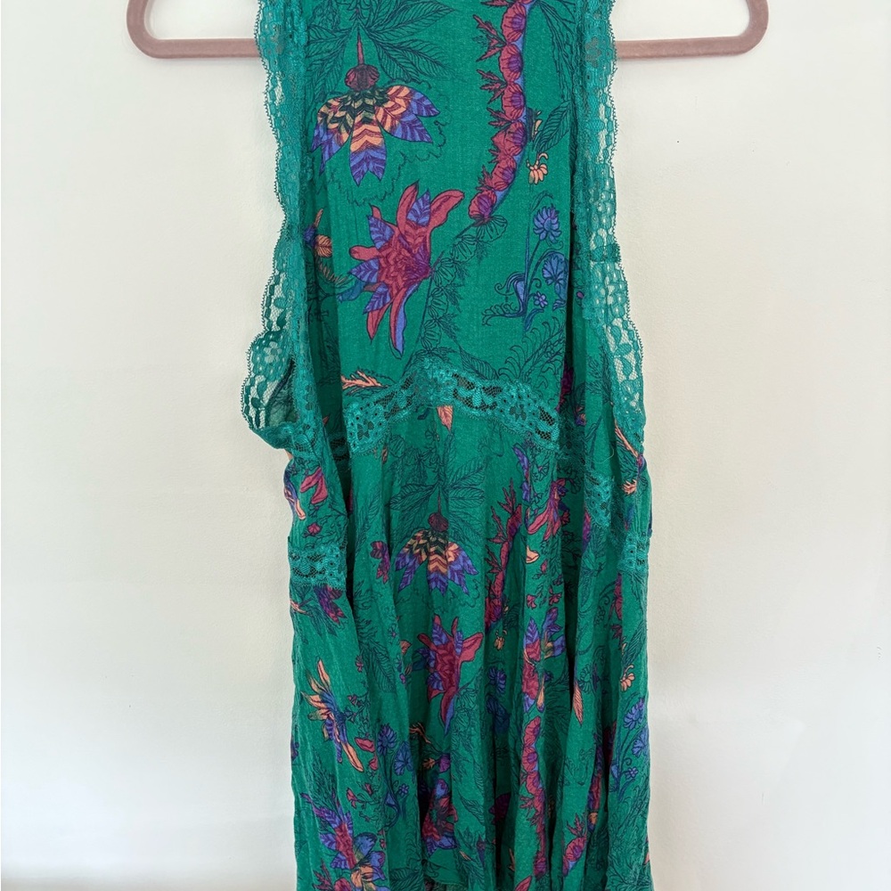 Free People Teal Floral Maxi Dress